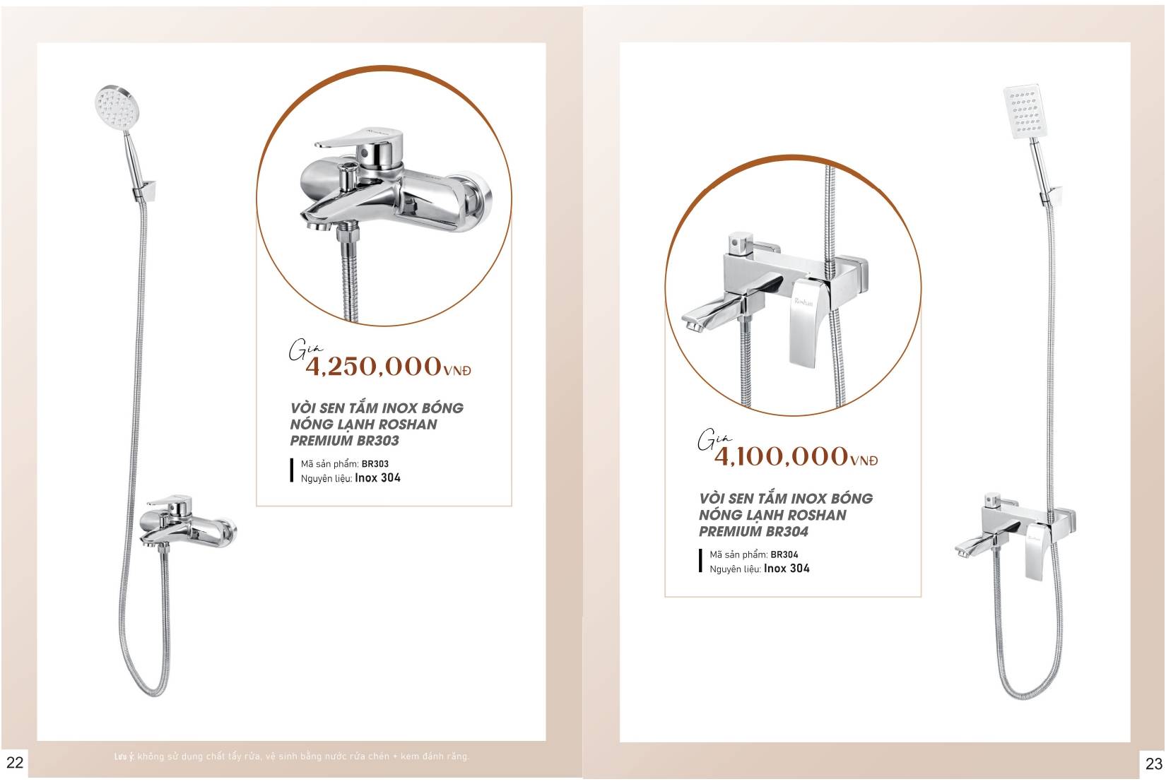 Sen vòi và phụ kiện phòng tắm ROSHAN Catalogue và Bảng giá mới nhất /Page 13 (Roshan BR303 / BR304)